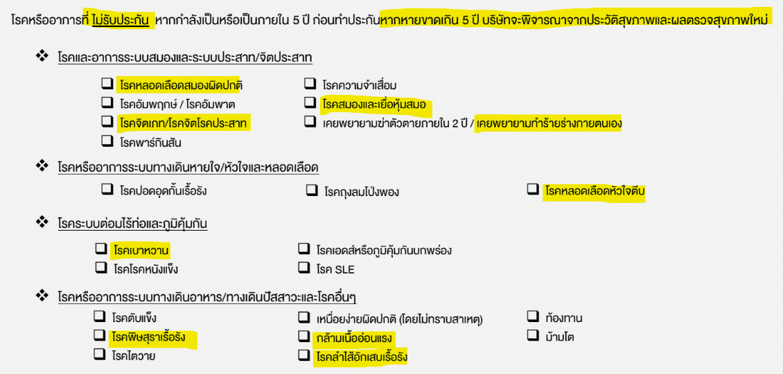 โรคไม่รับประกัน โรคไม่รับประกัน