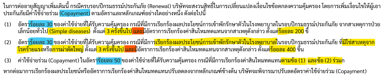เงื่อนไข copayment