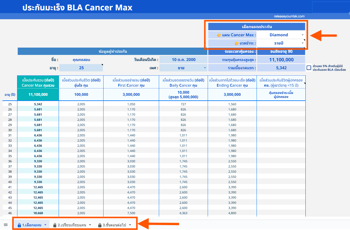 RYR BLA Cancer Max v1.0 Google ชีต 1
