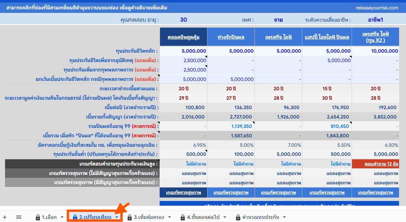 วิธีใช้งานคำนวณตลอดชีพ 2