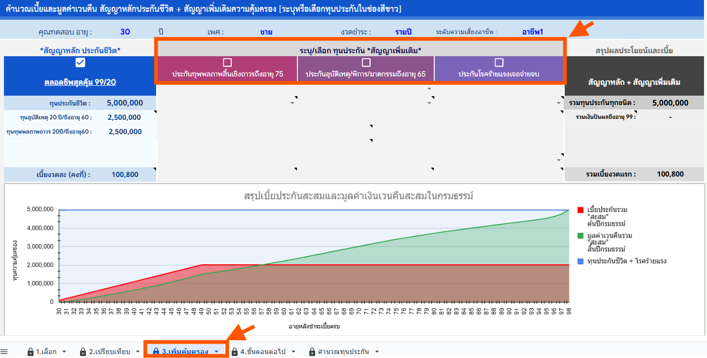 วิธีใช้งานคำนวณตลอดชีพ 3