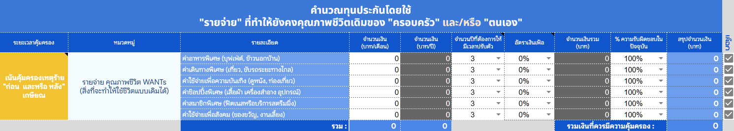 วิธีใช้งานคำนวณทุนประกัน 3 1